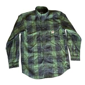 Carhartt Green & Black Plaid Button-Down Work Shirt